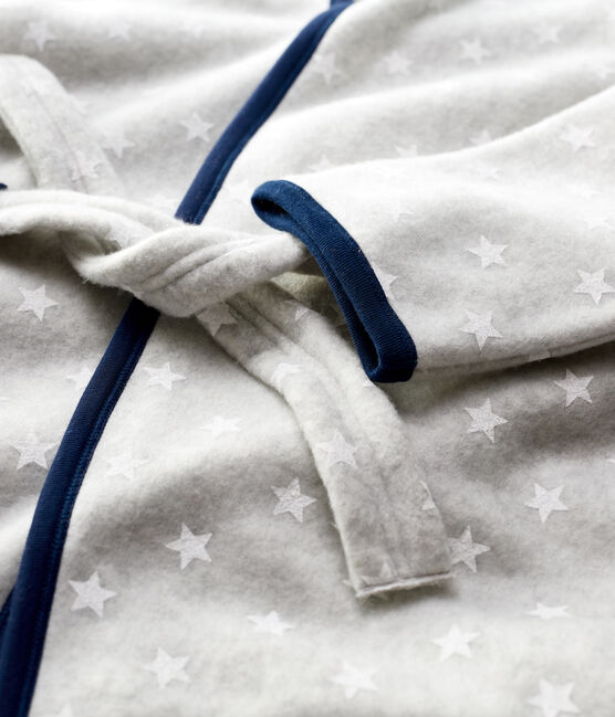 Morgenmantel aus Fleece mit Sternen-Design für Mädchen/Jungen grau BELUGA/weiss ECUME