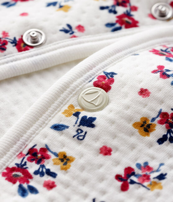 Baby-Cardigan aus Doppeljersey für Mädchen weiss MARSHMALLOW/weiss MULTICO