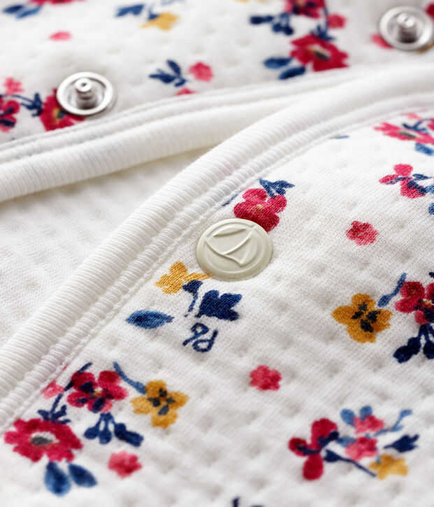 Baby-Cardigan aus Doppeljersey f&uuml;r M&auml;dchen weiss/vielfarbig