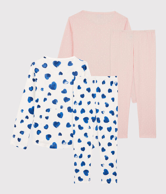 2er-Set Kinderpyjamas aus Baumwolle mit blauen Herzen/Pünktchen für Mädchen variante 1