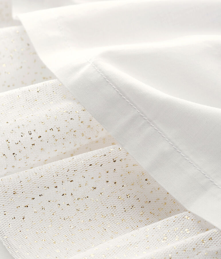 Baby-Festtagskleid aus Popeline und T&uuml;ll M&auml;dchen weiss