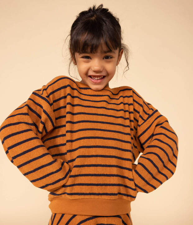 Kinder-Sweatshirt aus Frottee braun/blau