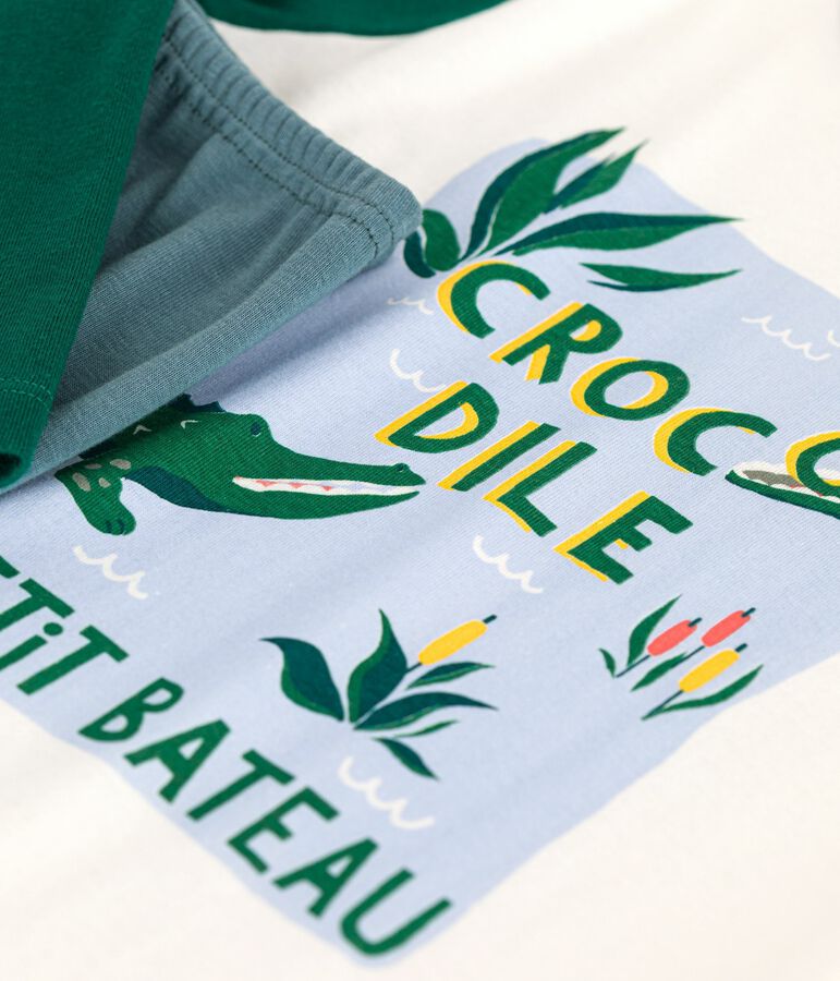 Kinder-Pyjama aus Baumwolle in zwei Farben blau/vielfarbig