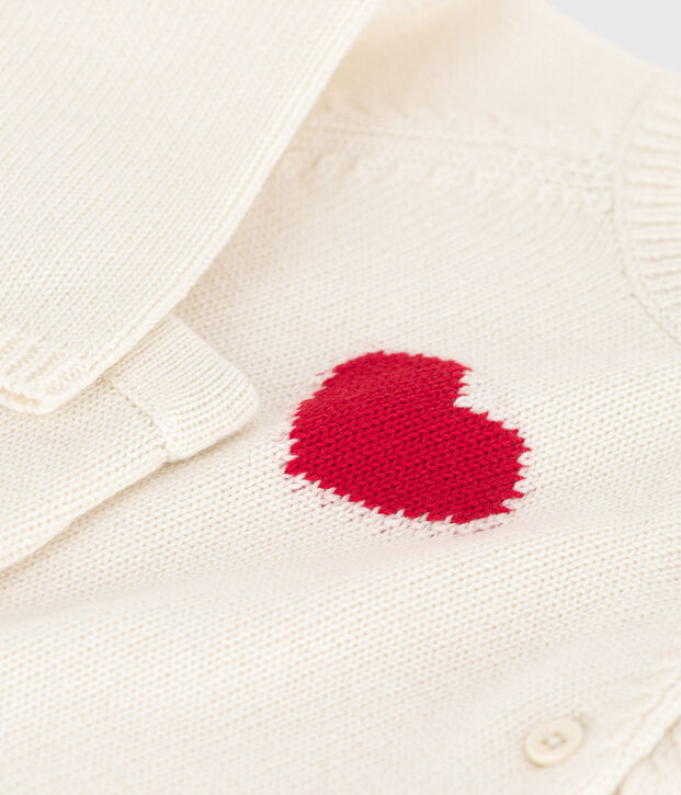 Baby-Set aus Wolle und Baumwolle mit Herzmotiv weiss/rot