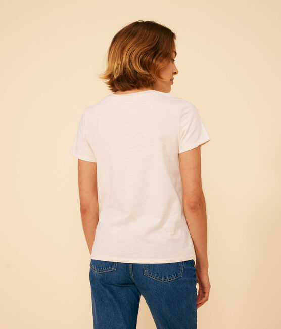 Damen-T-Shirt Le Droit mit Rundhalsausschnitt aus Baumwolle naturfarben AVALANCHE