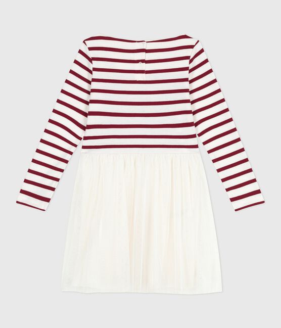 Langärmeliges Kinderkleid aus Baumwolle und Tüll rot MILK/ AMARANTE