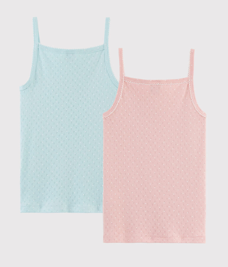 2er-Set Tr&auml;gerhemden mit Lochmuster f&uuml;r kleine M&auml;dchen variante 1