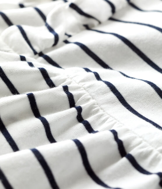 Kurzärmeliges Babykleid aus gestreiftem Jersey weiss MARSHMALLOW/blau SMOKING