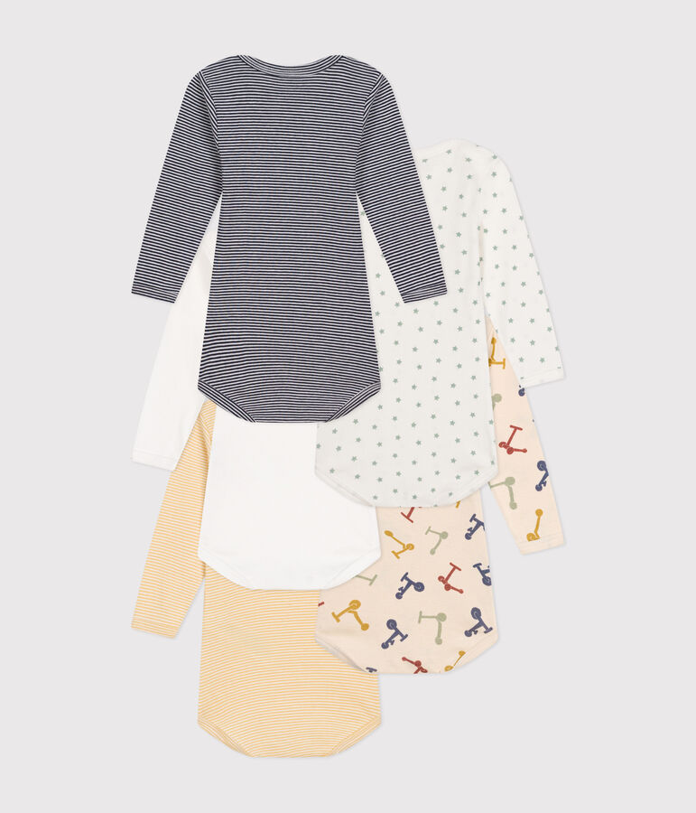 5er-Set lang&auml;rmelige Baby-Bodys aus Baumwolle mit Roller-Printmotiv vielfarbig