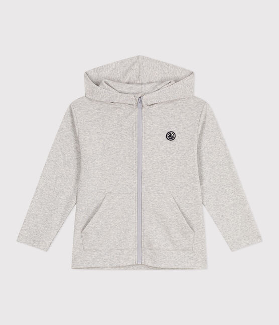 Kinder-Kapuzensweatshirt aus einfarbiger Baumwolle  grau BELUGA CHINE