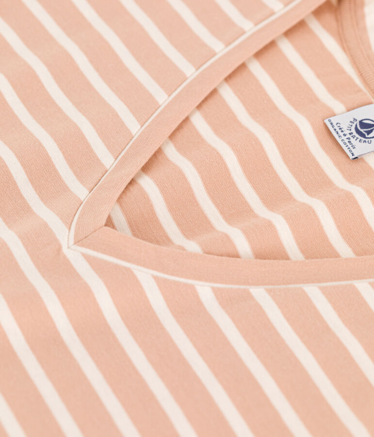 Damen-T-Shirt LE DROIT mit V Ausschnitt aus Baumwolle VINTAGE/ AVALANCHE