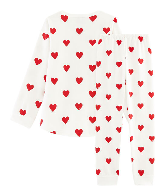 Molton-Pyjama für kleine Mädchen-Jungen weiss MARSHMALLOW/rot TERKUIT