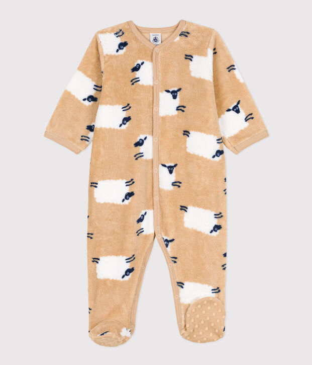 Strampler zum &Uuml;berziehen aus Fleece beige/vielfarbig