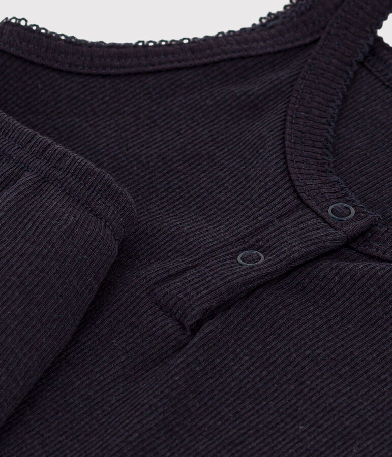 Kinder-Kurzpyjama mit Spaghetti-Top aus Baumwolle und Lyocell f&uuml;r M&auml;dchen blau SMOKING