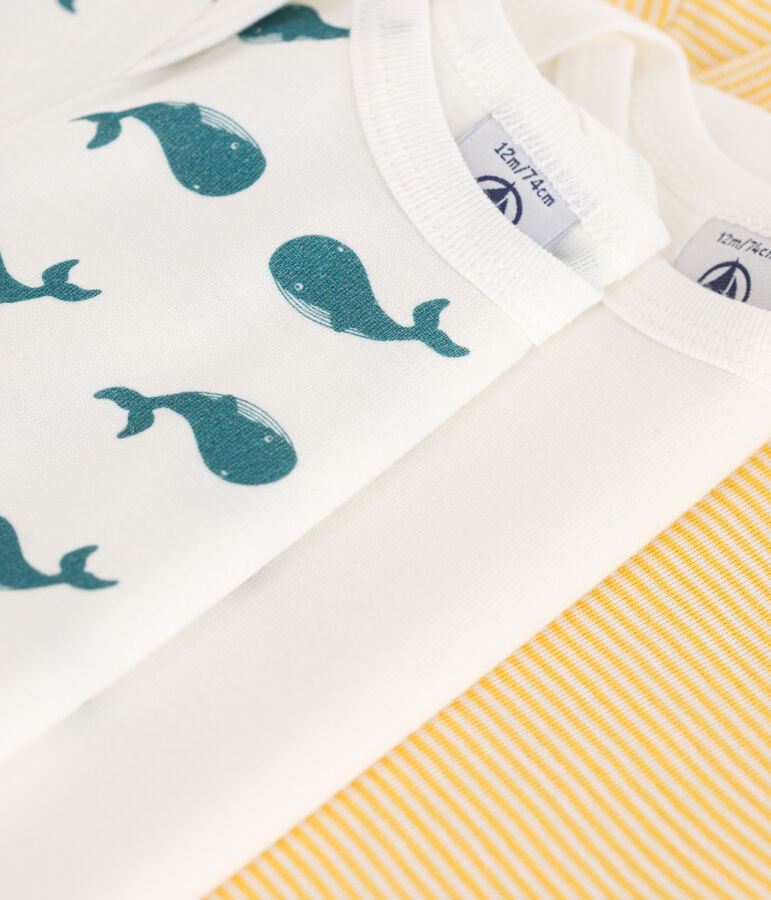 3er-Set kurz&auml;rmelige Bodys aus Baumwolle mit Wal-Motiven vielfarbig