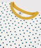 Damen-T-Shirt aus Baumwolle mit Rundhalsausschnitt und modischem Punktmuster weiss MARSHMALLOW/ MALLARD