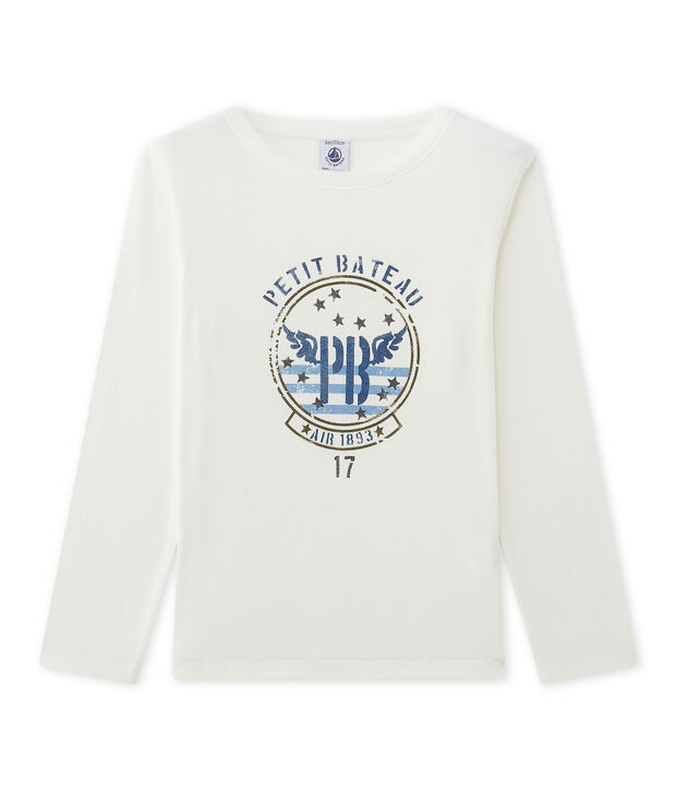 Bedrucktes Jungen-Langarmshirt weiss