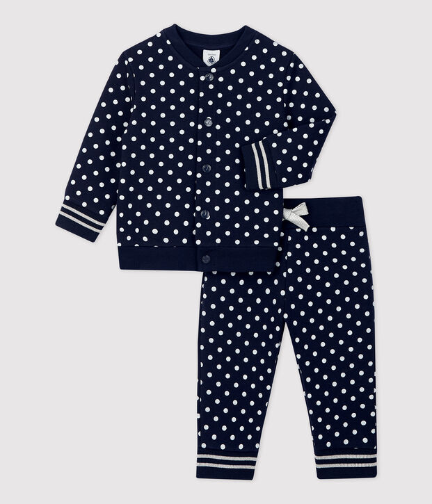 Baby-Jogginganzug aus Molton blau/weiss