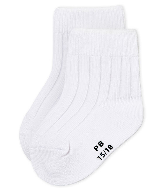 Gerippte baby-strümpfe unisex weiss ECUME