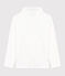 Kinder-Rollkragenshirt aus einfarbiger Baumwolle weiss MARSHMALLOW