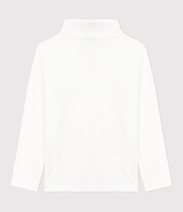 Kinder-Rollkragenshirt aus einfarbiger Baumwolle weiss
