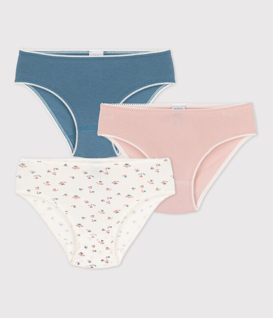 3er-Set Slips aus Baumwolle und Elastan mit Blumenmuster für Mädchen variante 1