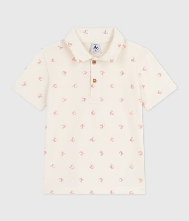 Kurz&auml;rmeliges Kinder-Poloshirt aus bedruckter Baumwolle rot/rot