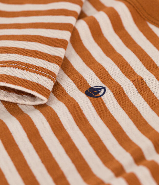 Lang&auml;rmeliges Kinder-T-Shirt aus Doppeljersey braun/naturfarben