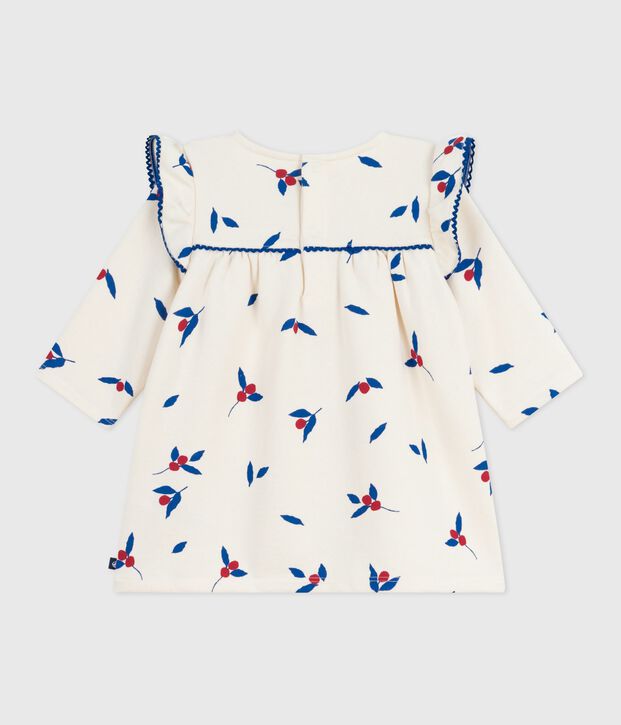 Lang&auml;rmeliges Baby-Kleid aus Baumwolle mit Beeren-Motiv naturfarben/vielfarbig