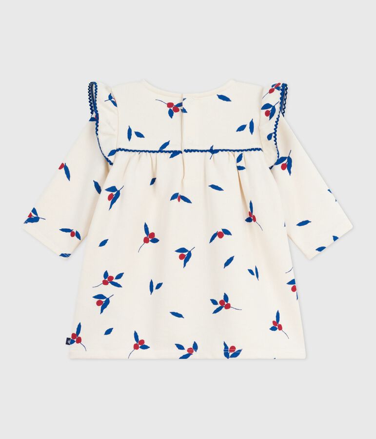 Lang&auml;rmeliges Baby-Kleid aus Baumwolle mit Beeren-Motiv naturfarben/vielfarbig