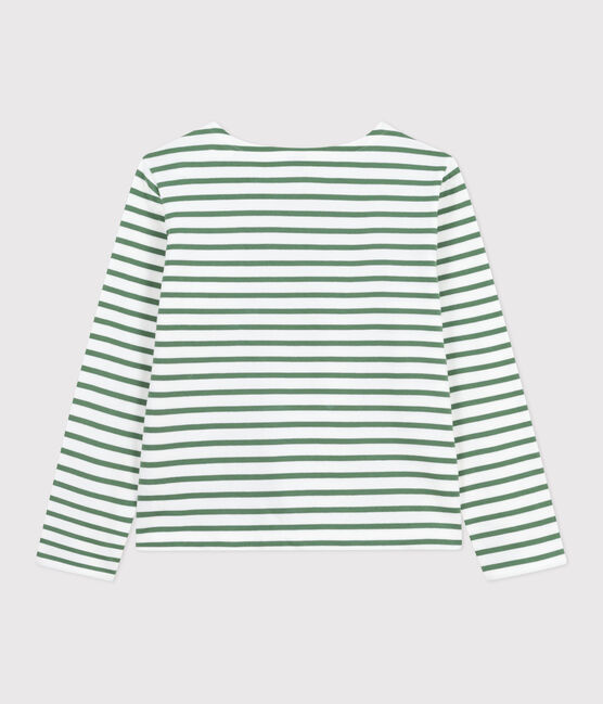 Langärmeliges Damen-Streifenshirt "Marinière" aus Baumwolle grün MARSHMALLOW/ PALMERAIE