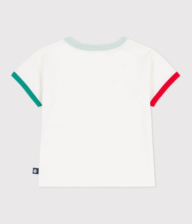 Kurz&auml;rmeliges Baby-T-Shirt aus Baumwolle mit Motiv weiss