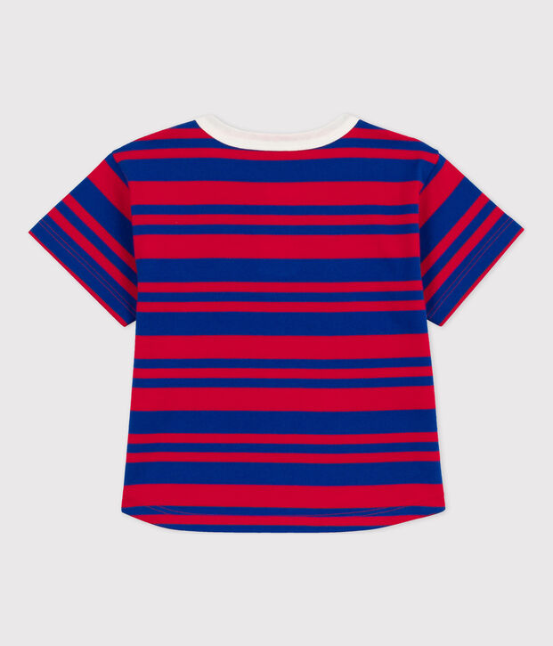 Gestreiftes Kinder-T-Shirt aus Baumwolle f&uuml;r M&auml;dchen blau/rot