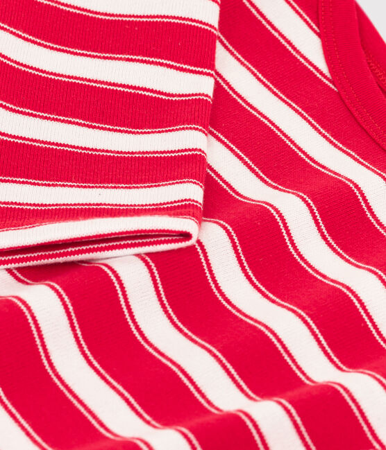 Streifenshirt aus dichter Baumwolle für Mädchen und Jungen rot PEPS/weiss MARSHMALLOW