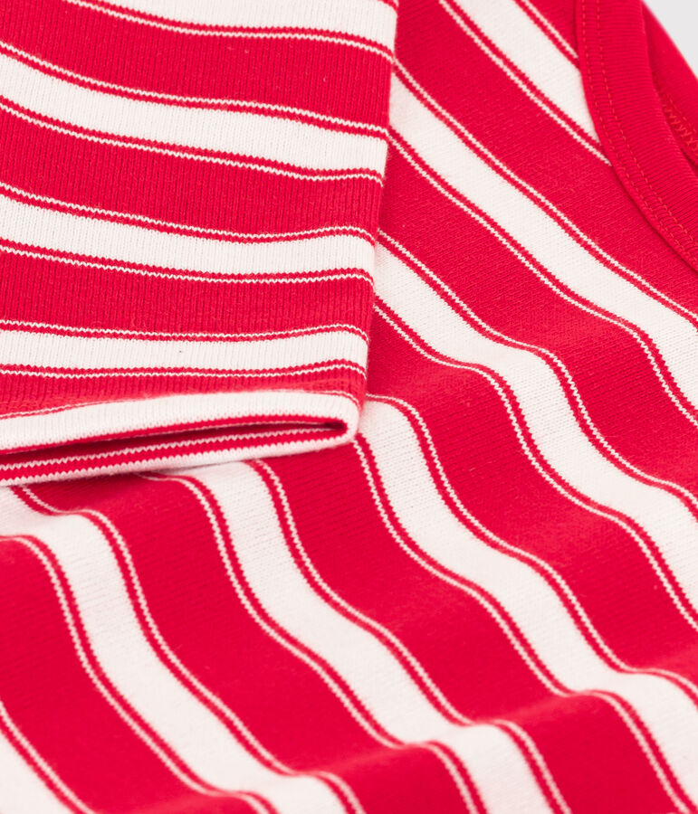 Streifenshirt aus dichter Baumwolle f&uuml;r M&auml;dchen und Jungen rot PEPS/weiss MARSHMALLOW