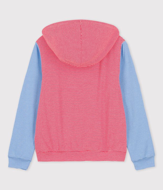 Kapuzen-Sweatshirt aus BIO-Baumwolle f&uuml;r Damen rot/weiss