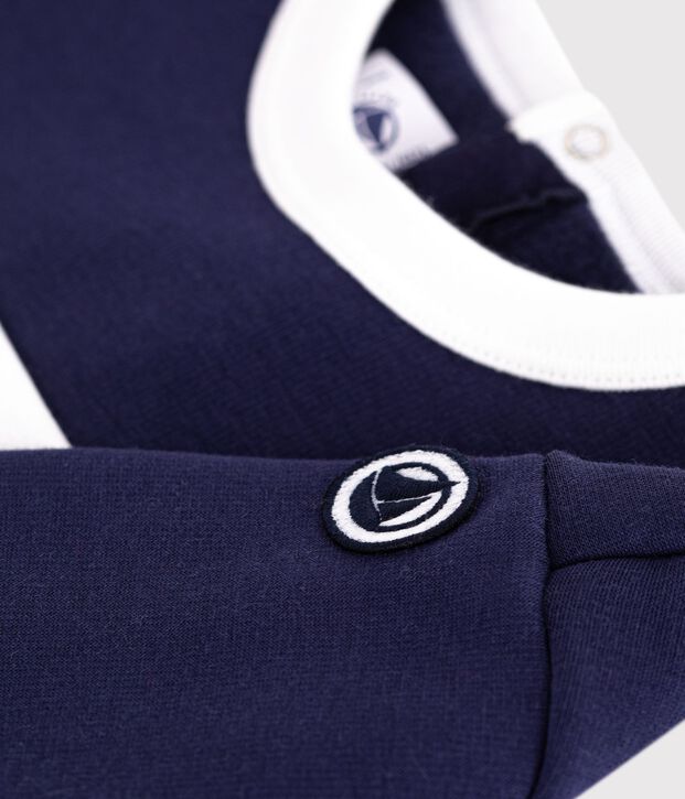 Baby-Sweatshirt aus Baumwolle im Colorblock blau/naturfarben