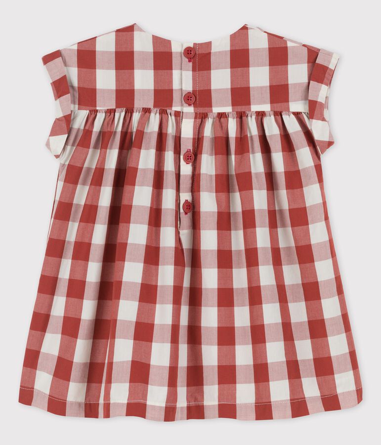 Baby-Kleid aus Popeline mit Vichy-Karos braun/naturfarben