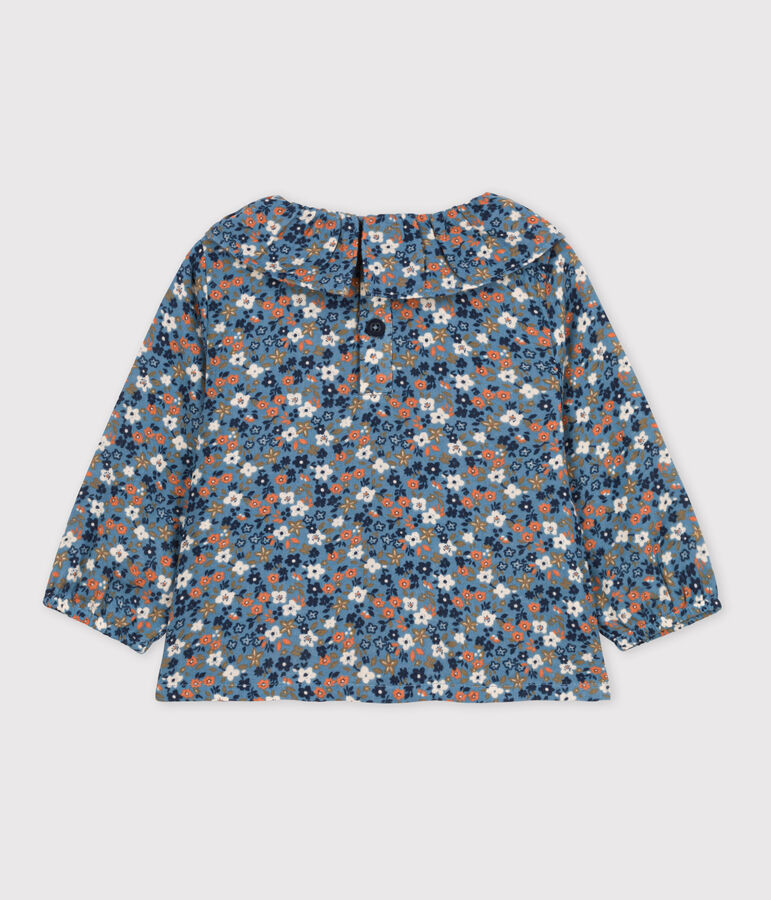Lang&auml;rmelige Babybluse aus Musselin-Stoff blau/vielfarbig