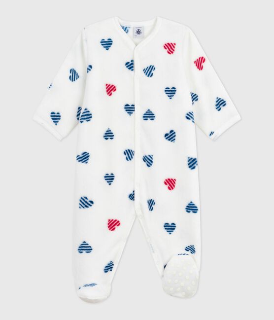 Baby Fleece-Pyjama zum Überziehen mit Herzmotiv  weiss MARSHMALLOW/weiss MULTICO