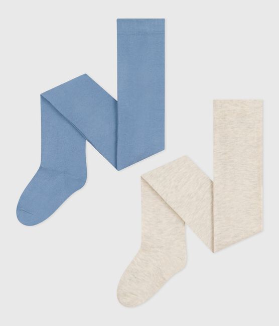 2er-Set Kinder-Strumpfhosen aus Baumwolljersey blau ADRIATIC/ MONTELIMAR