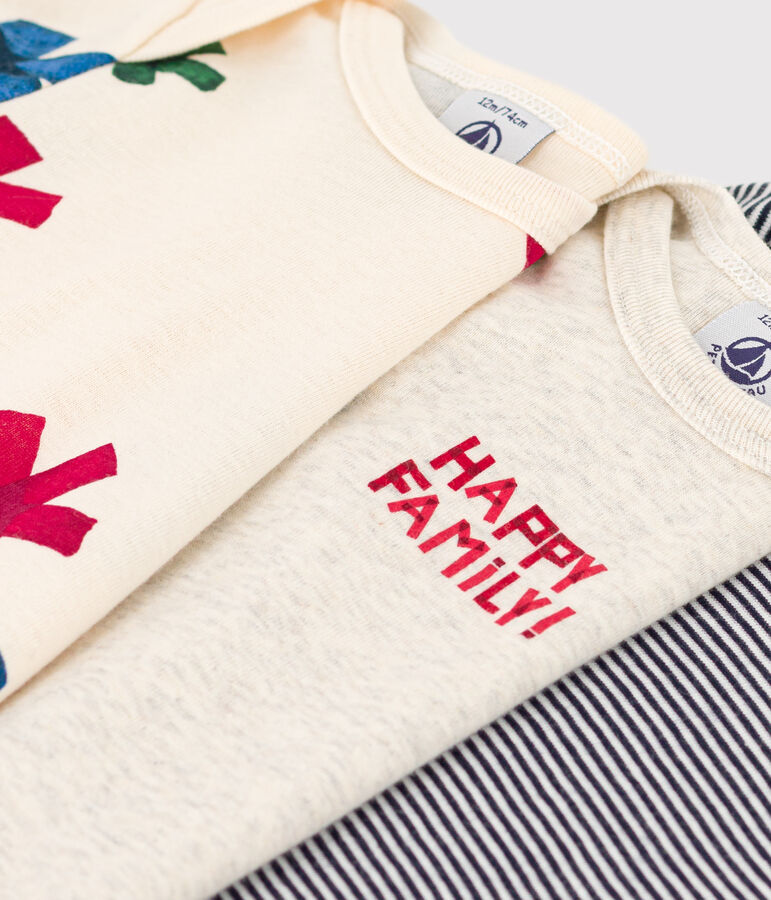 3er-Set lang&auml;rmelige Baby-Bodys aus Baumwolle mit Sternenmotiv vielfarbig