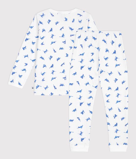 Kinder-Pyjama aus Baumwolle mit Katzenmotiv weiss MARSHMALLOW/weiss MULTICO