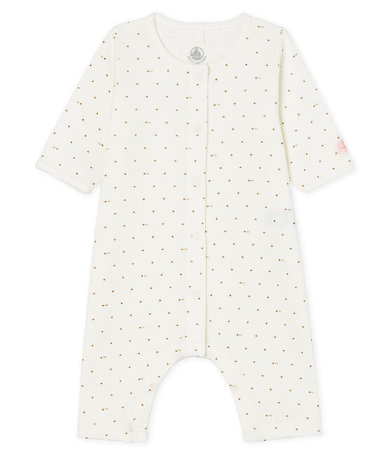 Baby-Strampler ohne Fuß aus Rippstrick weiss MARSHMALLOW/rosa GRETEL/ MULTICO
