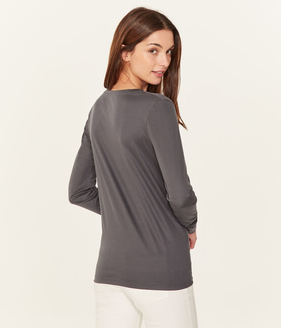 Langärmeliges damen-t-shirt sea island aus baumwolle grau MAKI
