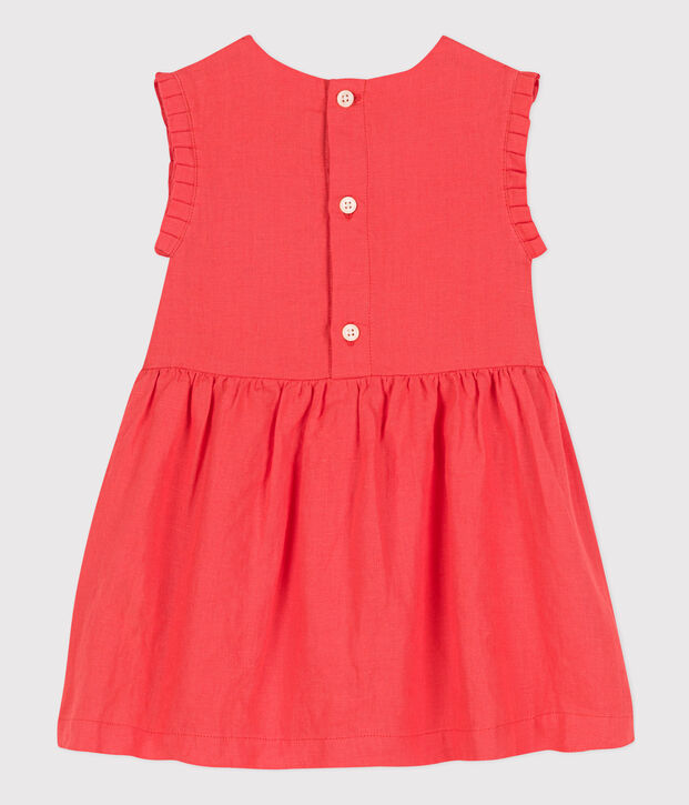 &Auml;rmelloses Babykleid aus Leinen orange