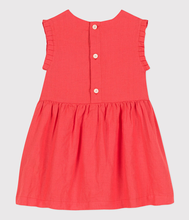 &Auml;rmelloses Babykleid aus Leinen orange
