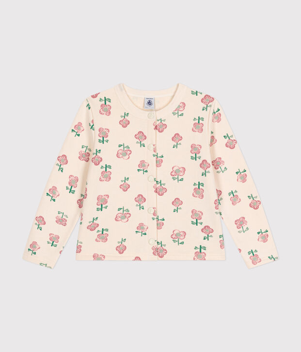 Kinder-Cardigan aus Molton f&uuml;r M&auml;dchen naturfarben/vielfarbig