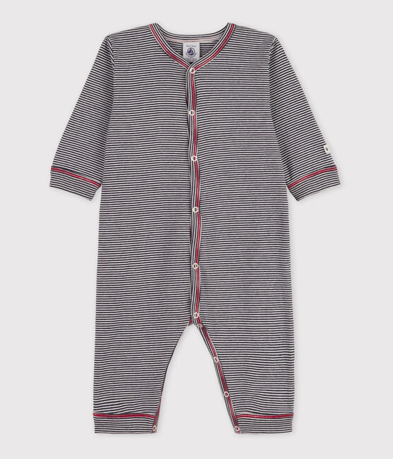 Fußloser, gestreifter Baby-Strampler aus Baumwolle blau SMOKING/weiss MARSHMALLOW