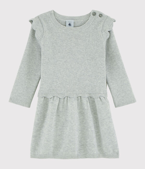 Baby-Kleid für Mädchen aus Wolle und Baumwolle grau BELUGA CHINE